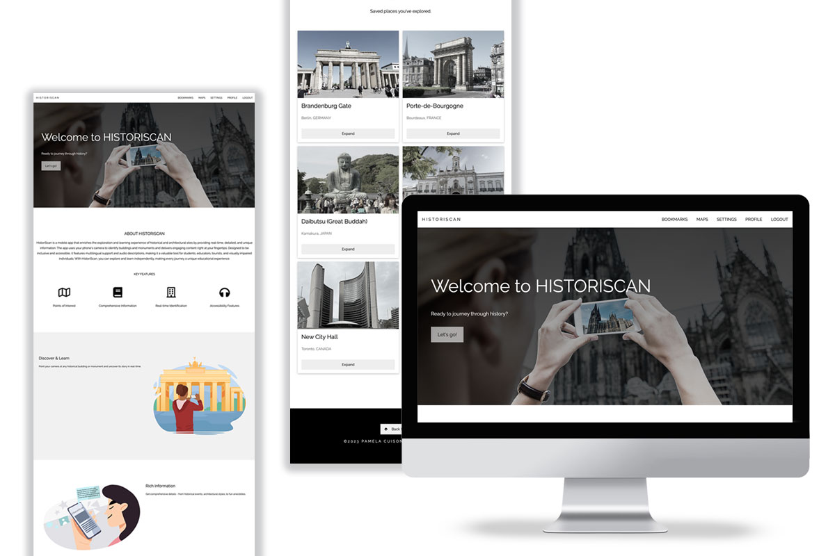 HistoriScan Responsive Website<br>Tools: HTML, CSS, Javascript, Photoshop