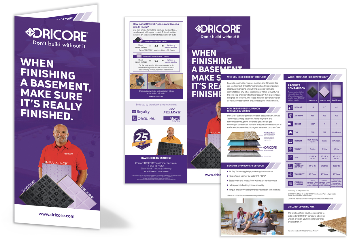 DRICORE Duofold brochure<br>Tools: Illustrator, Photoshop<br>Skills: Branding, color theory, typography, layout